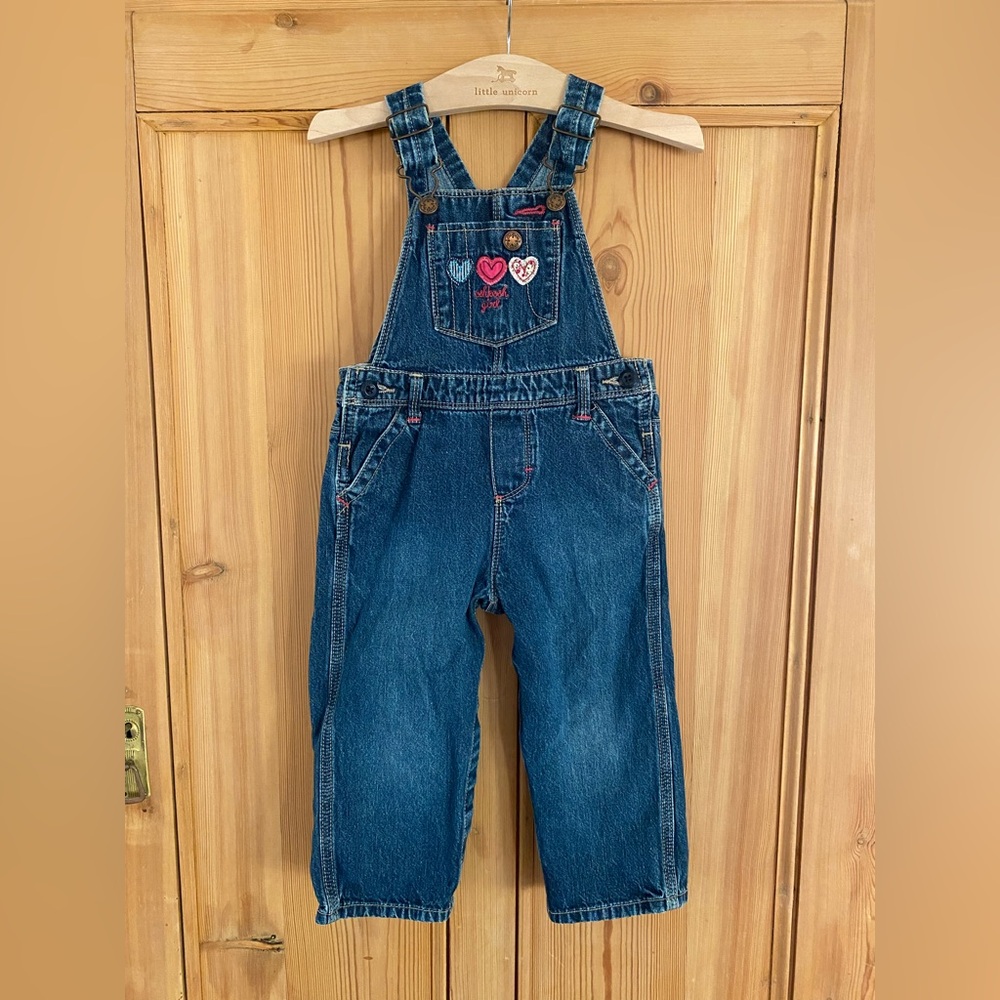 Embroidered Heart Oshkosh Denim Overalls